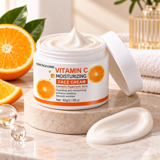 Crème Visage Vitamine C & Acide Hyaluronique YOUNGCOME – Hydratation & Éclat – 60 g