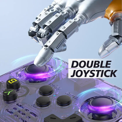 Console de jeux rétro BOYHOM R36S équipée de doubles joysticks analogiques pour un contrôle précis et une meilleure expérience de jeu