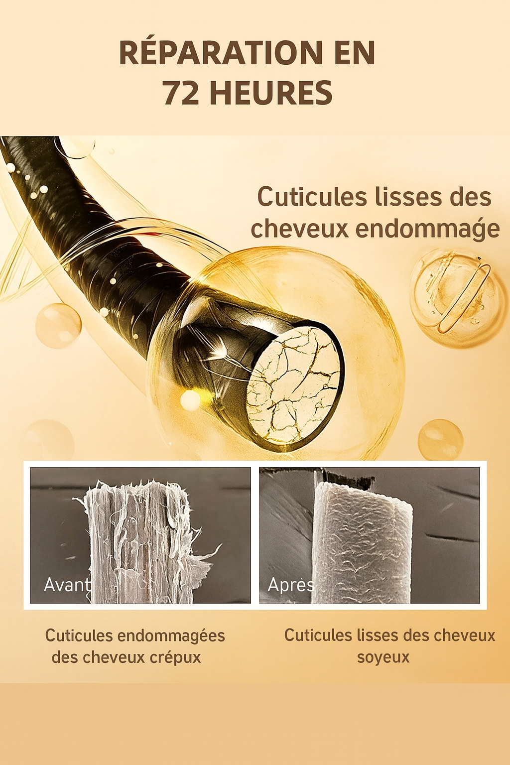 Sérum nourrissant à l’huile d’argan marocaine pour cheveux secs, abîmés ou colorés