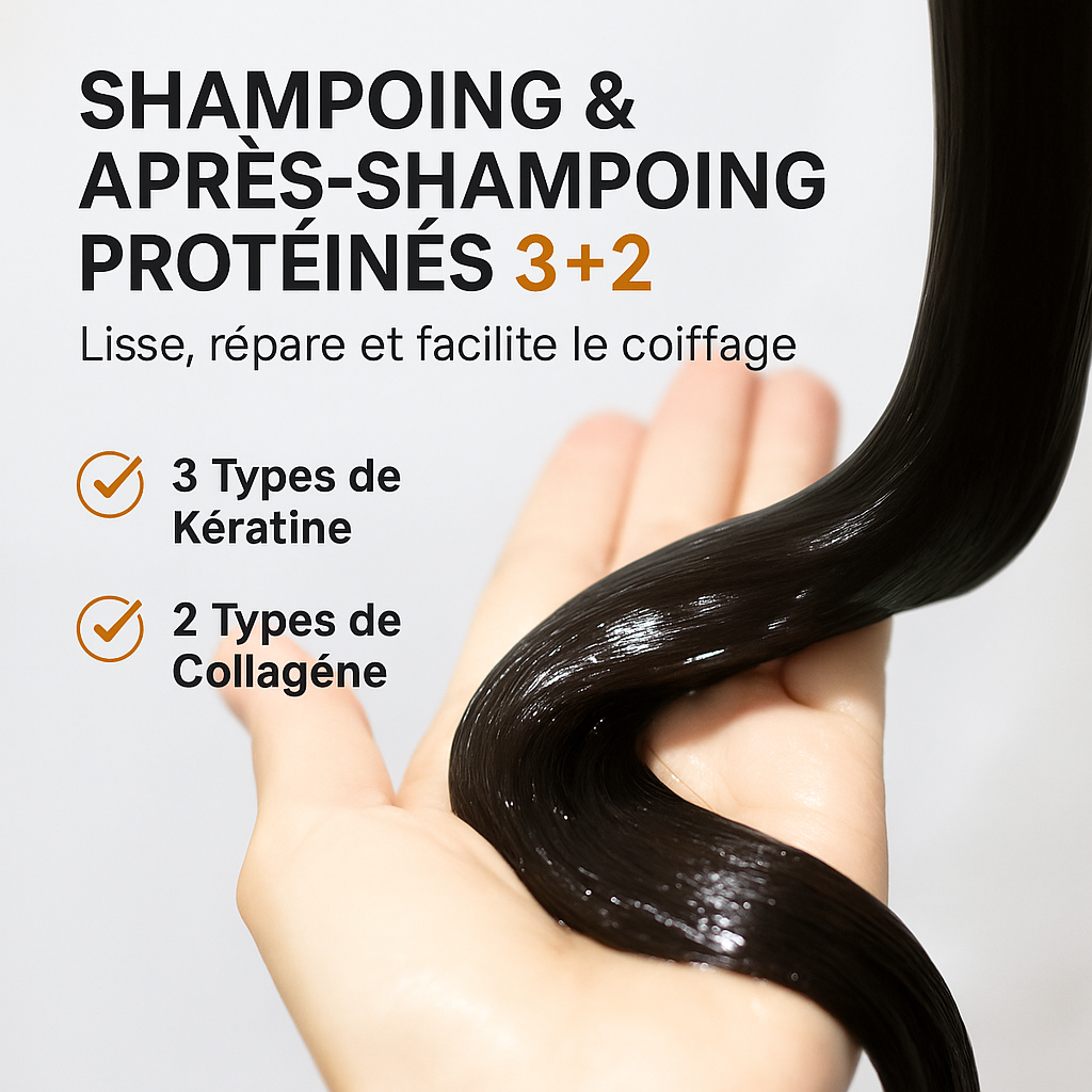 Duo PURC Repair, shampoing et après-shampoing réparateurs sans sulfates, à base d’huile d’argan, de kératine et d’acides aminés