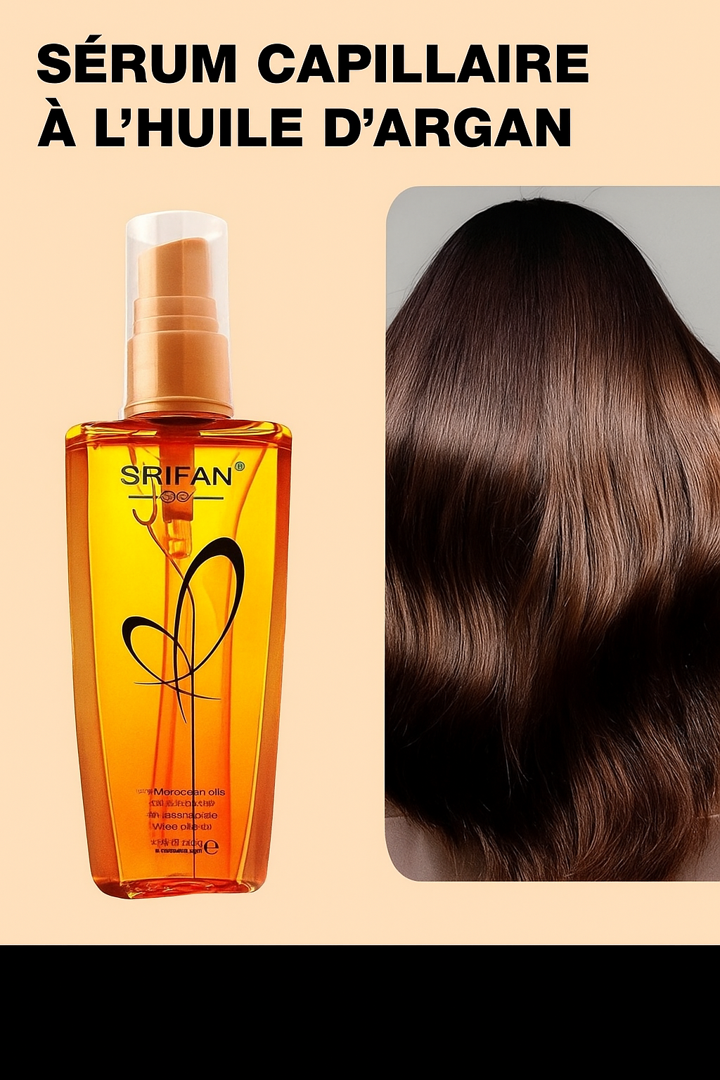 Sérum cheveux riche en huile d’argan marocaine pour lutter contre les frisottis et protéger les pointes
