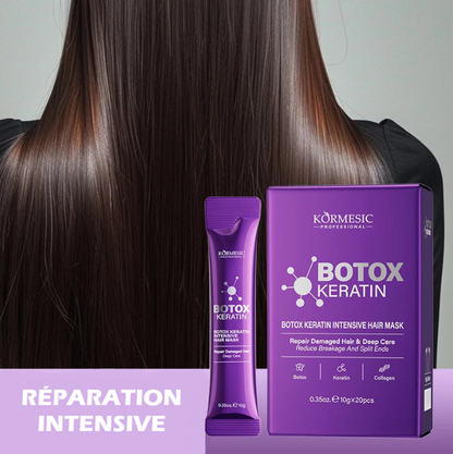 Masque capillaire Botox Keratin Kormesic réparation intensive, soin profond à la kératine pour cheveux lisses, brillants et revitalisés.