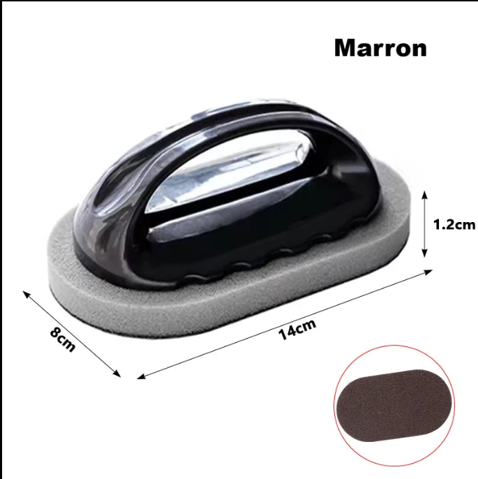 Brosse Magic Emery marron avec dimensions 14 cm x 8 cm x 1,2 cm