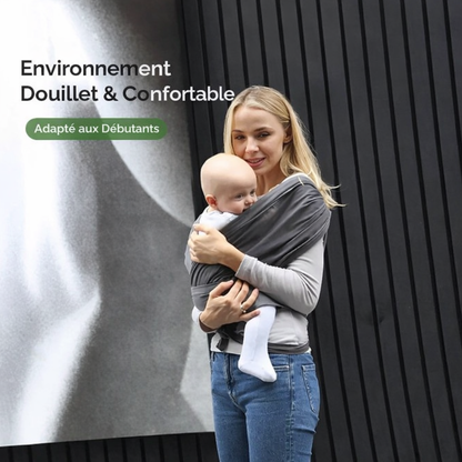 Écharpe de portage bébé créant un environnement douillet et confortable, idéale pour les parents débutants