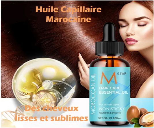 Huile capillaire marocaine à l’argan GSWP, soin nourrissant pour des cheveux lisses, doux et sublimés.