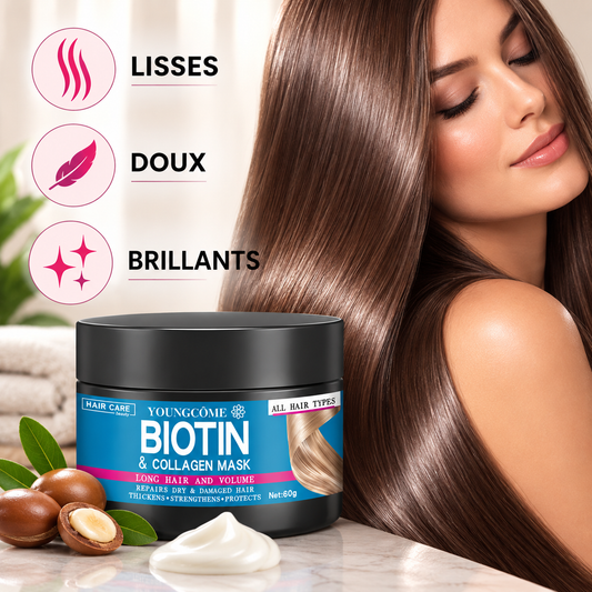Masque cheveux YOUNGCOME à la biotine et au collagène pour des cheveux plus lisses, doux et brillants