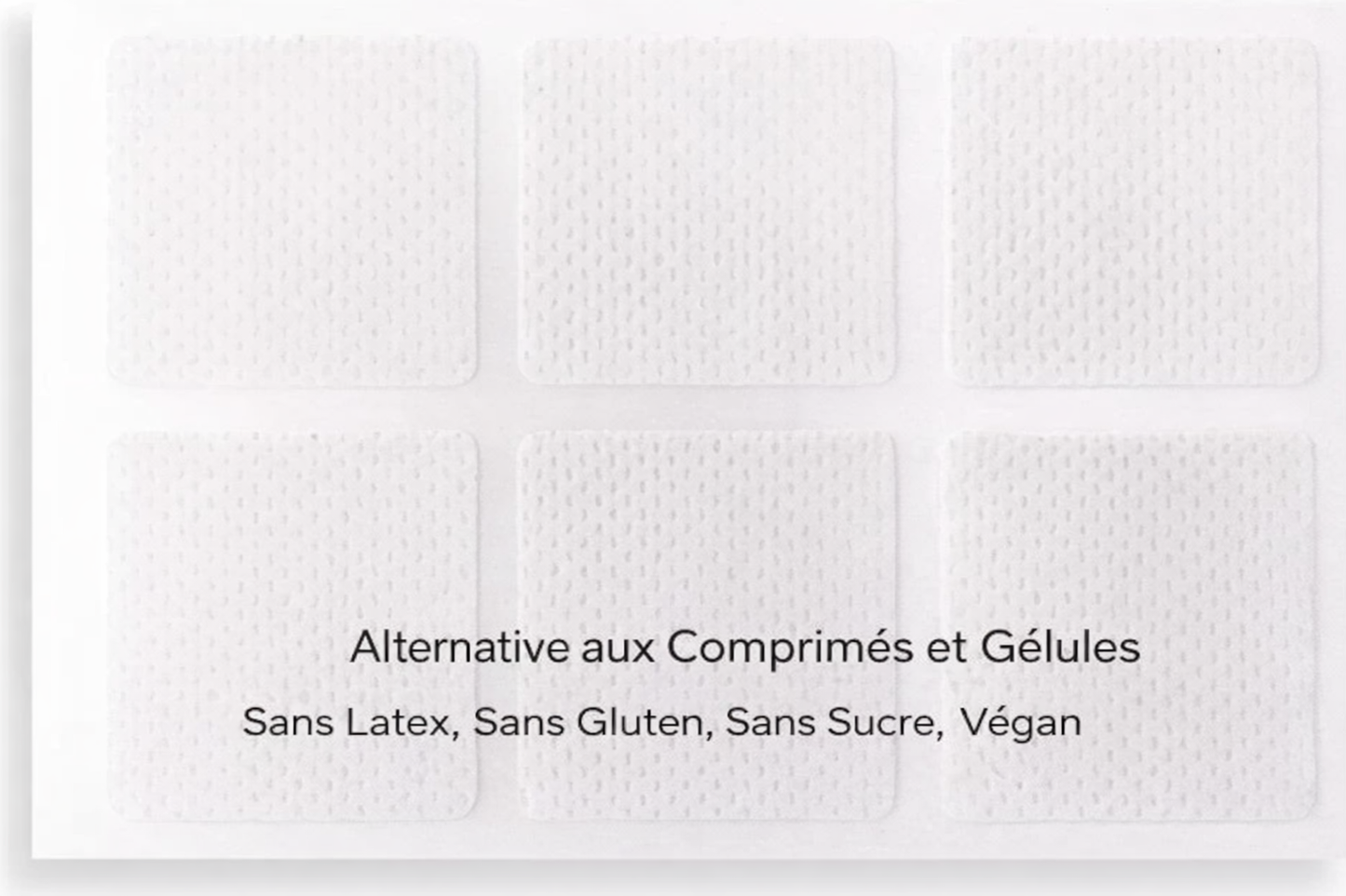 Patchs transdermiques présentés comme une alternative aux comprimés et gélules, sans latex, sans gluten et sans sucre