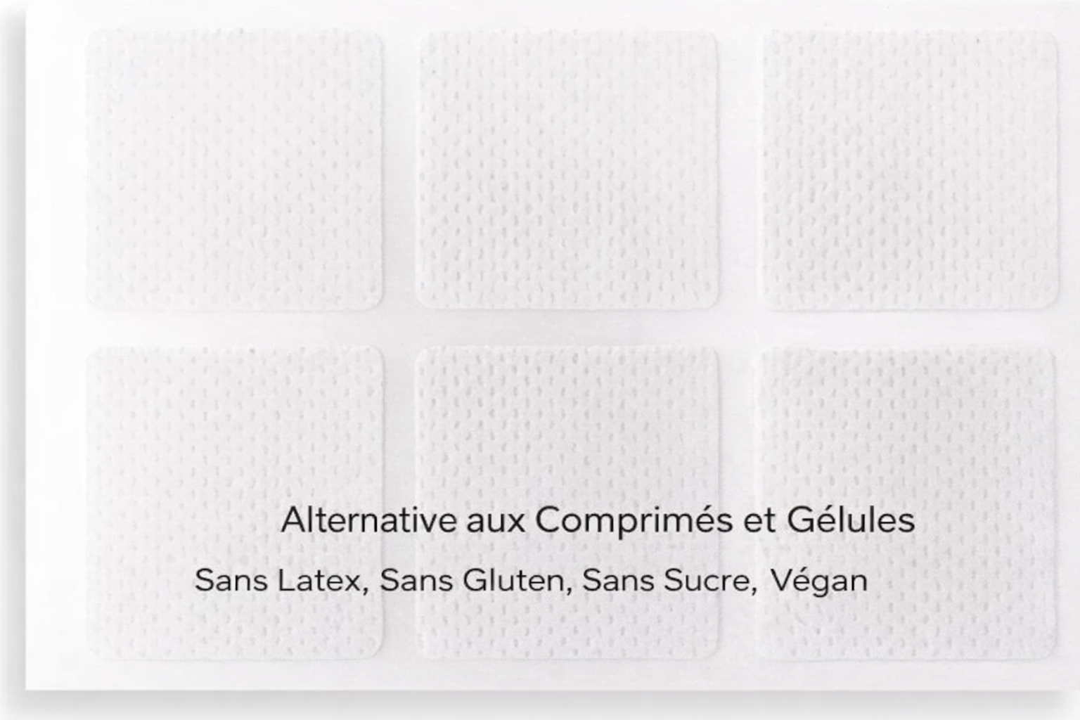 Patchs transdermiques présentés comme une alternative aux comprimés et gélules, sans latex, sans gluten et sans sucre