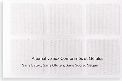 Patchs transdermiques présentés comme une alternative aux comprimés et gélules, sans latex, sans gluten et sans sucre