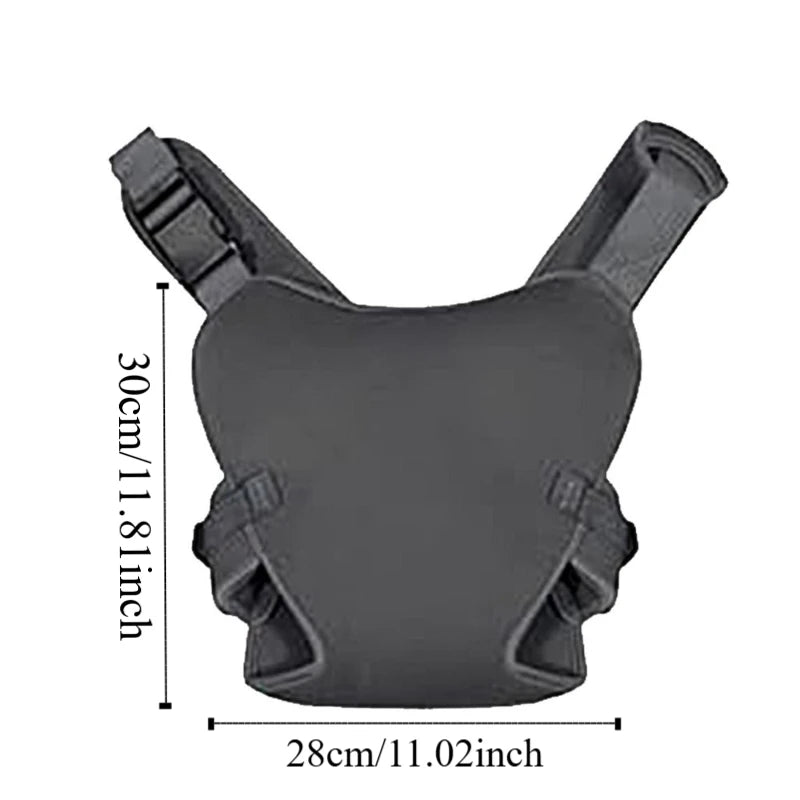 Porte-bébé aquatique noir ajustable avec dimensions indiquées, largeur 28 cm et hauteur 30 cm