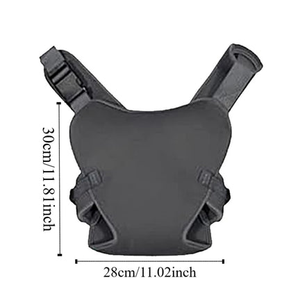 Porte-bébé aquatique noir ajustable avec dimensions indiquées, largeur 28 cm et hauteur 30 cm