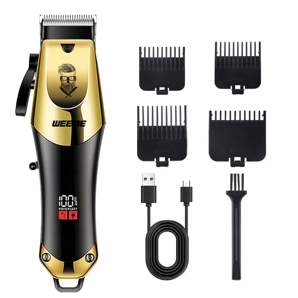 Kit tondeuse homme T9 Vintage avec 4 sabots de coupe, câble de charge USB et brosse de nettoyage – rechargeable