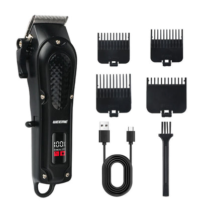 Tondeuse homme T9 Vintage noire avec 4 sabots de coupe, câble USB de charge et brosse de nettoyage